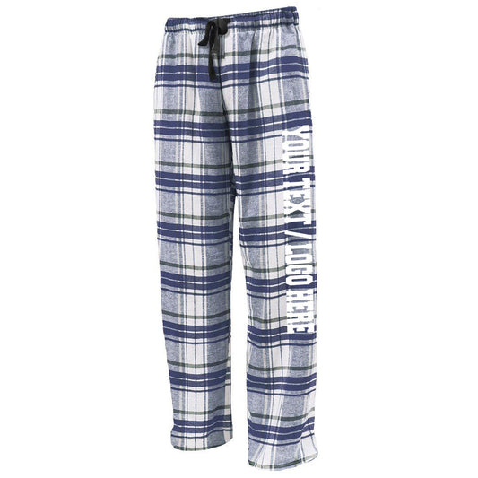 Pennant Adult and Youth Unisex Flannel Pants New White and Navy Flannel Pants with Custom Text