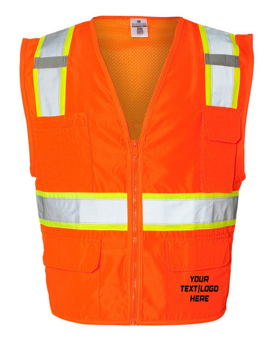 Kishigo - Ultra-Cool™ Solid Front Vest with Mesh Back - 1163-1164 Custom w/ Solid or Reflective Print
