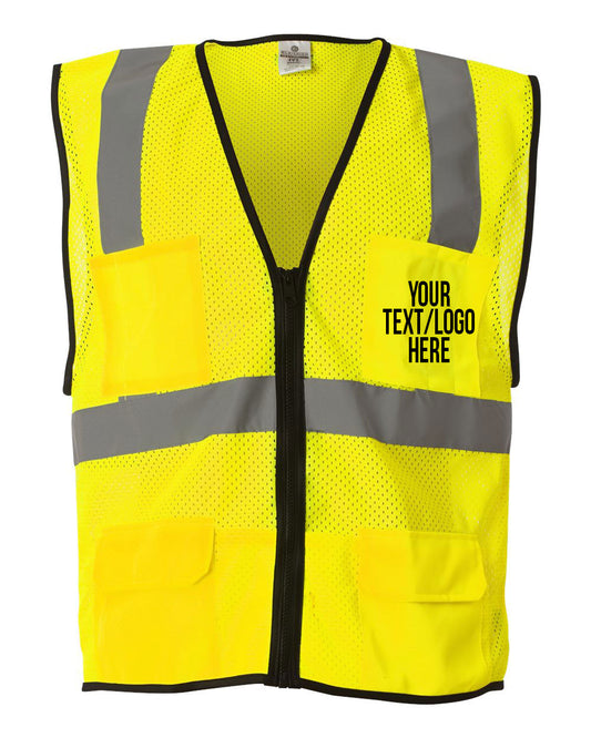 Kishigo - Economy Mesh 6-Pocket Vest - 1191-1192 Custom w/ Solid or Reflective Print