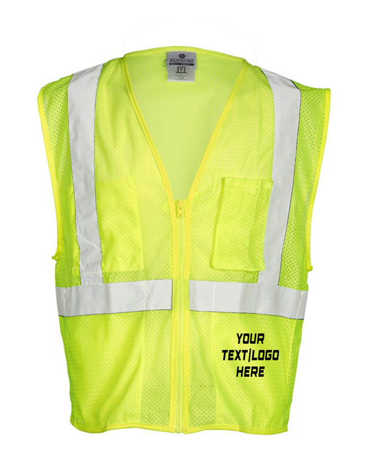 Kishigo Self Extinguishing Mesh Vest FM419-420 Custom w/ Regular or Reflective Print