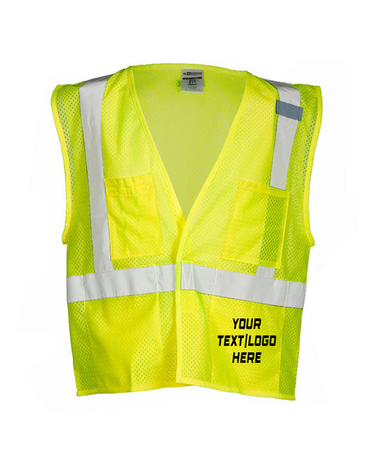 Kishigo - 4 Pocket Hook-and-Loop Mesh Vest - 1083-1084 Custom w/ Solid or Reflective Print
