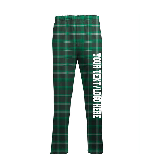 Boxercraft Unisex Flannel Pants Light and Dark Green Flannel Pants with Custom Text