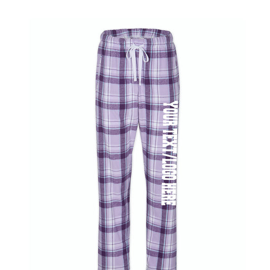 Boxercraft Ladies Henley Flannel Pants Lavender Flannel Pants with Custom Text