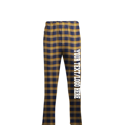 Boxercraft Unisex Flannel Pants Navy Gold Combo Flannel Pants with Custom Text