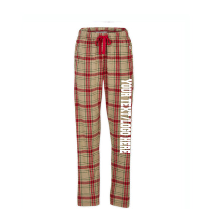 Boxercraft Ladies Henley Flannel Pants Red Ten Green Flannel Pants with Custom Text/Logo