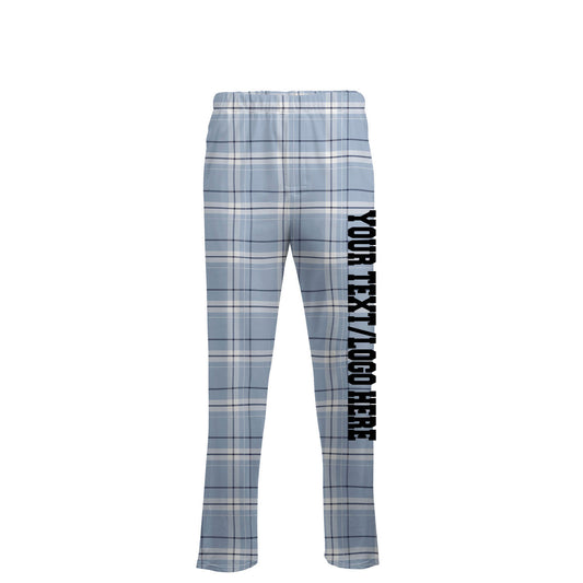 Boxercraft Unisex Flannel Pants Sky Blue Flannel Pants with Custom Text