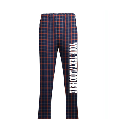 Boxercraft Unisex Flannel Pants Varsity Navy Orange Flannel Pants with Custom Text