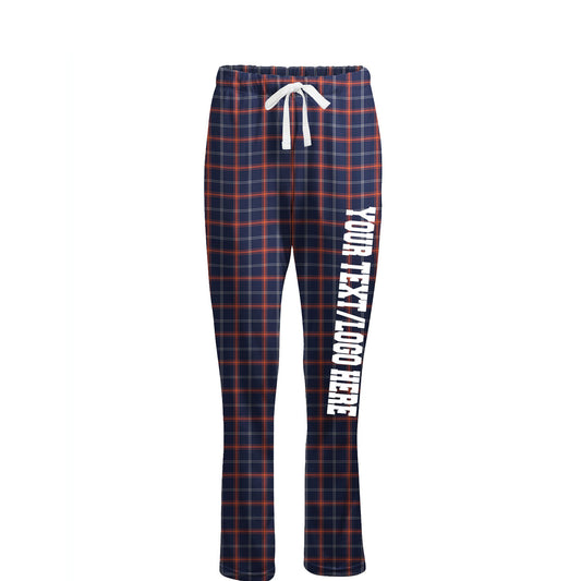 Boxercraft Ladies Henley Flannel Pants Varsity Navy Orange Flannel Pants with Custom Text/Logo