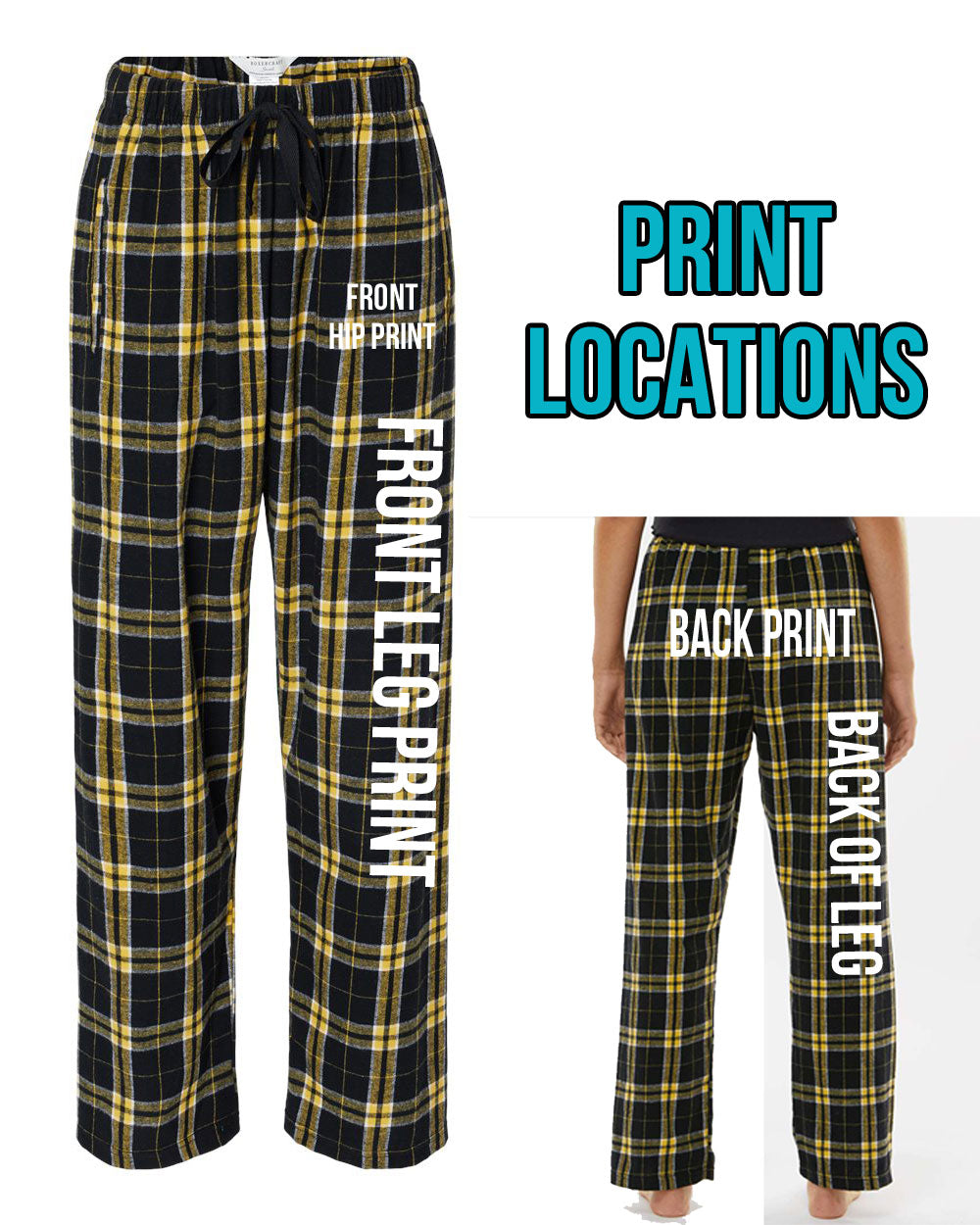 Boxercraft Ladies Haley Flannel Pants Royal and Silver Color Pants with Custom Text