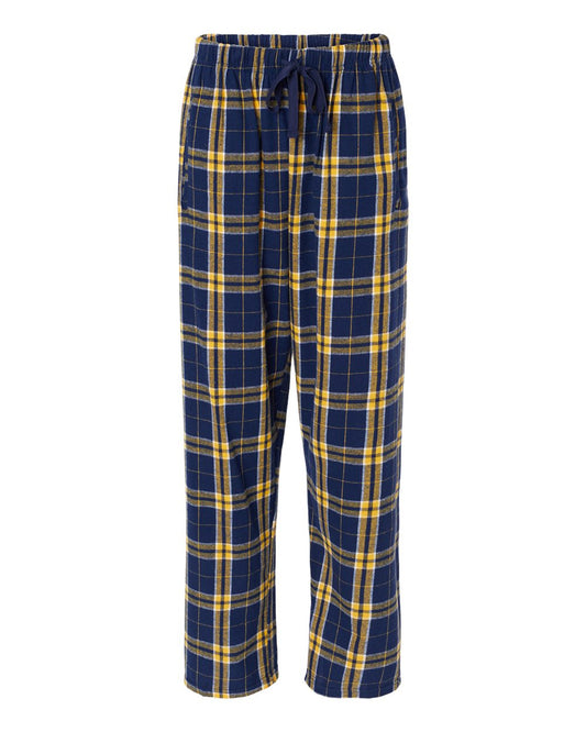 Boxercraft Ladies Haley Flannel Pants Navy and Gold Color Pants with Custom Text